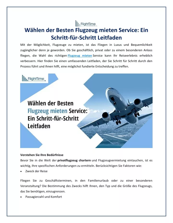 w hlen der besten flugzeug mieten service