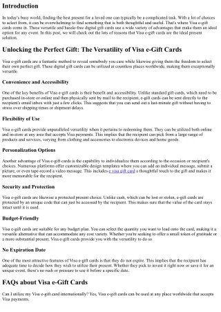 Opening the Perfect Present: The Adaptability of Visa e-Gift Cards