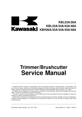 Kawasaki KBL43A Trimmer  Brushcutter Service Repair Manual