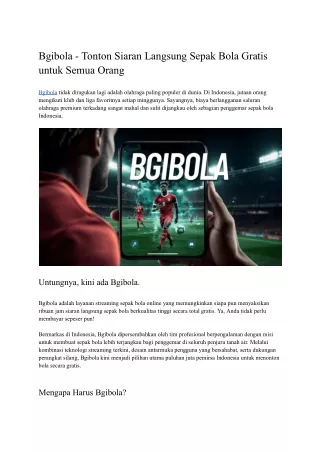 Bgibola - Streaming Langsung Sepak Bola Online Gratis