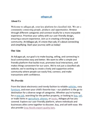 Your Marketplace for Quality Used Goods & Services-adlagao.pk