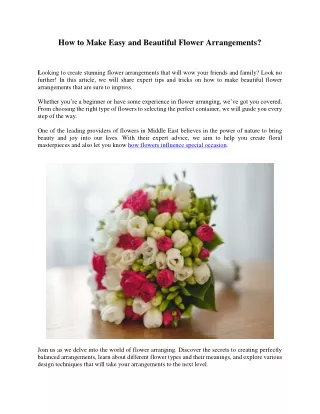 How to Make Easy and Beautiful Flower Arrangements in 15 Minutes?