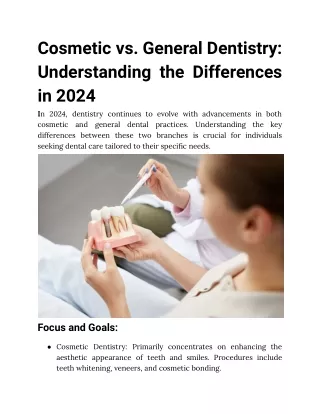 Cosmetic vs. General Dentistry: Understanding the Differences in 2024