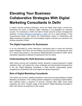 Elevating Your Business_ Collaborative Strategies with Digital Marketing Consultants in Delhi