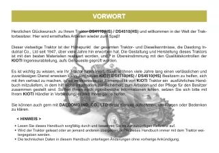 Kioti Daedong DS4510 Tractor Operator manual (German)