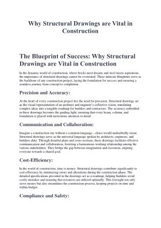 The Essential Nature of Structural Drawings in Construction