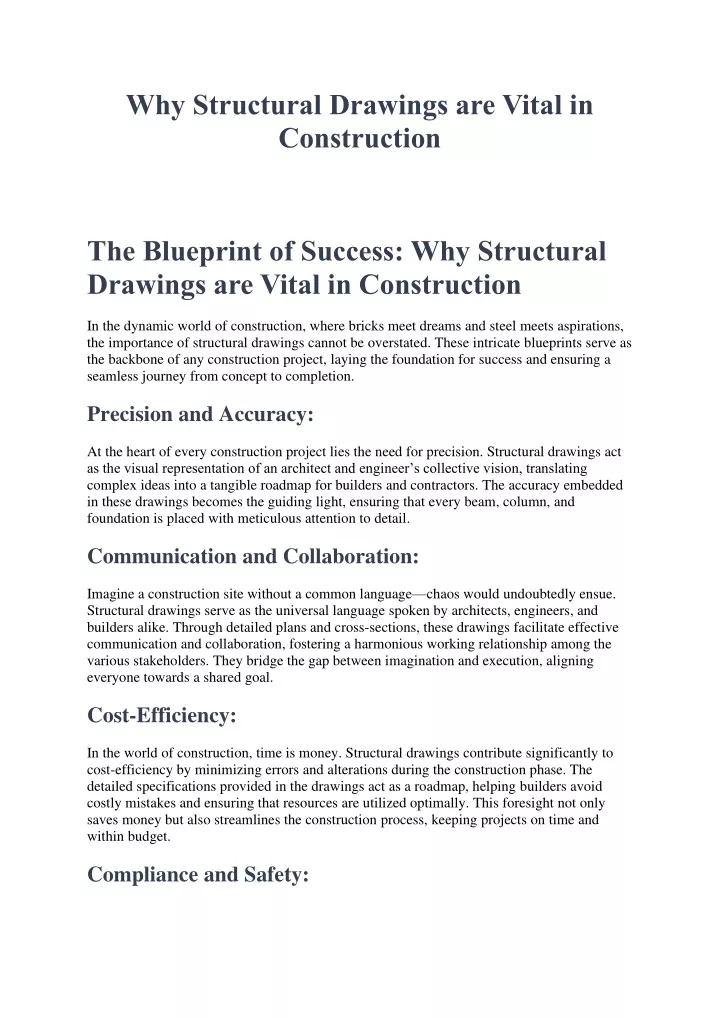 why structural drawings are vital in construction