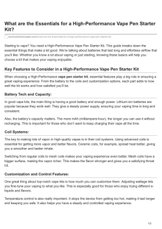 what are the essentials for a high performance