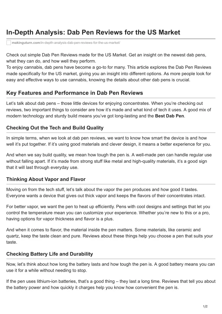 in depth analysis dab pen reviews