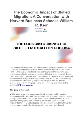 The Economic Impact of Skilled Migration  for USA 2024