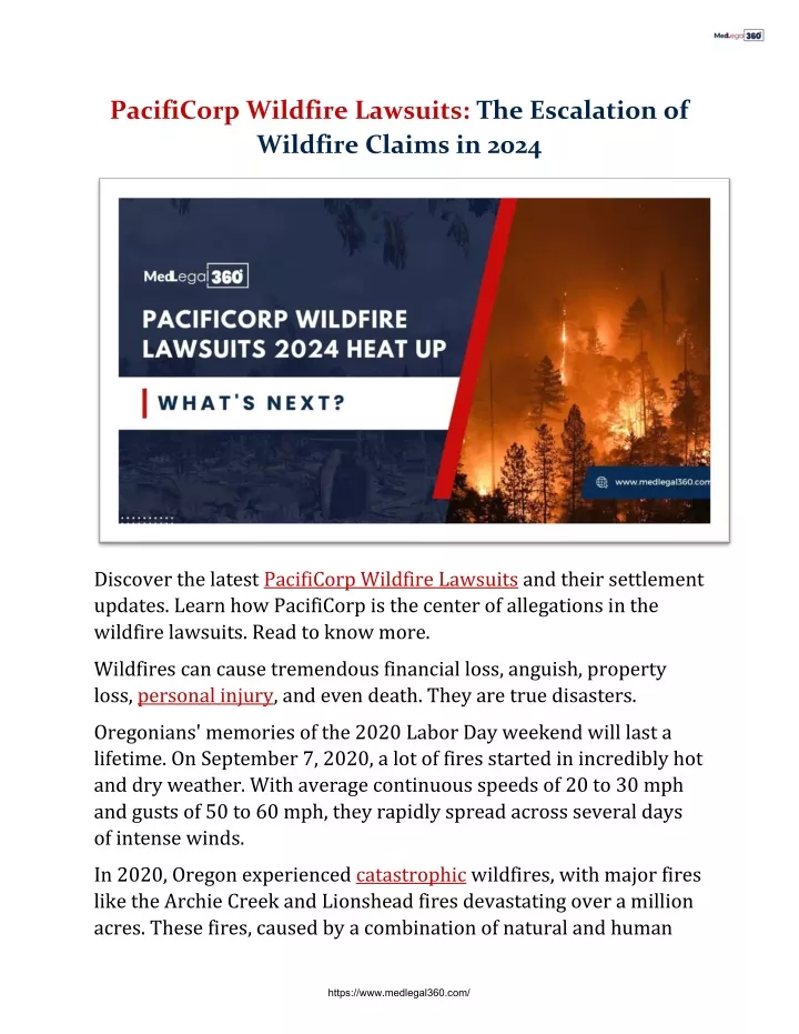 PPT PacifiCorp Wildfire Lawsuits The Escalation of Wildfire Claims