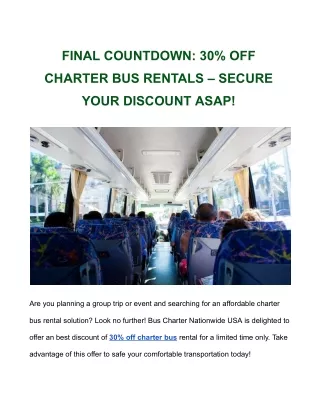 FINAL COUNTDOWN_ 30% OFF CHARTER BUS RENTALS – SECURE YOUR DISCOUNT ASAP