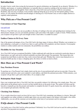 e-Visa Present Card: The Perfect Service for Last-Minute Gifting