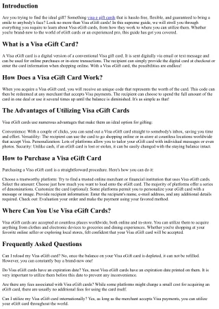 The Ultimate Guide to Visa eGift Cards: Whatever You Required to Know