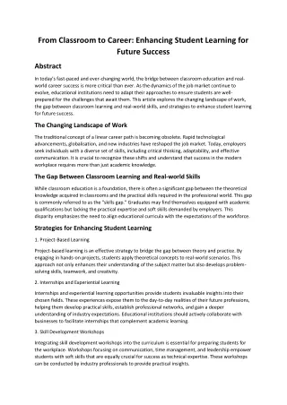from classroom to career enhancing student