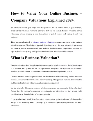 How to Value Your Online Business – Company Valuations Explained 2024
