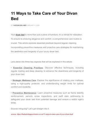 11-Ways-to-Take-Care-of-Your-Divan-Bed