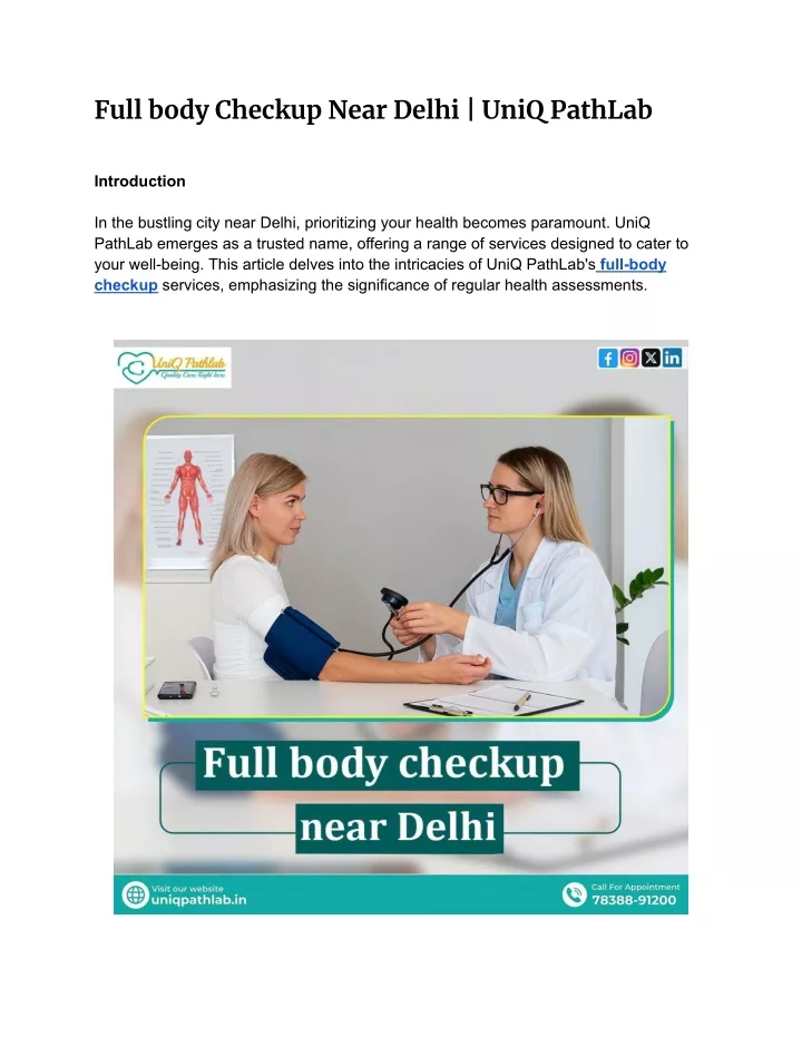 full body checkup near delhi uniq pathlab