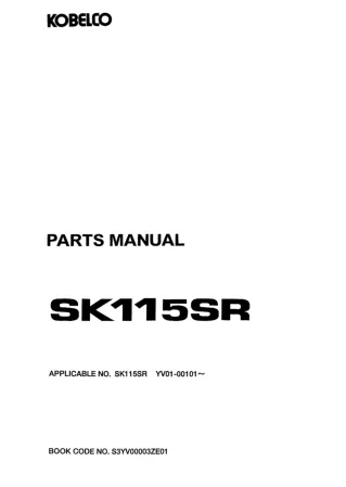 Kobelco SK115SR Crawler Excavator Parts Catalogue Manual