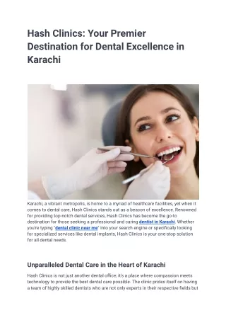 Hash Clinics_ Your Premier Destination for Dental Excellence in Karachi