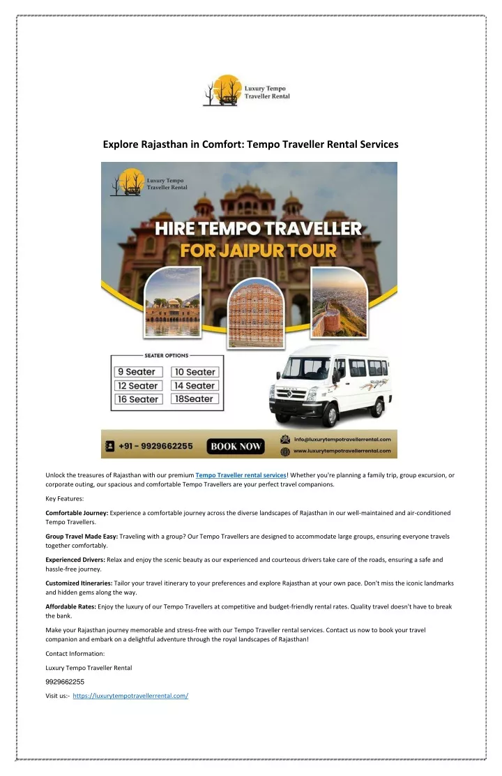 explore rajasthan in comfort tempo traveller