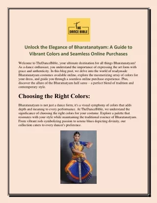 Unlock the Elegance of Bharatanatyam A Guide to Vibrant Colors and Seamless Online Purchases