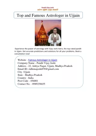 Famous Astrologer in Ujjain