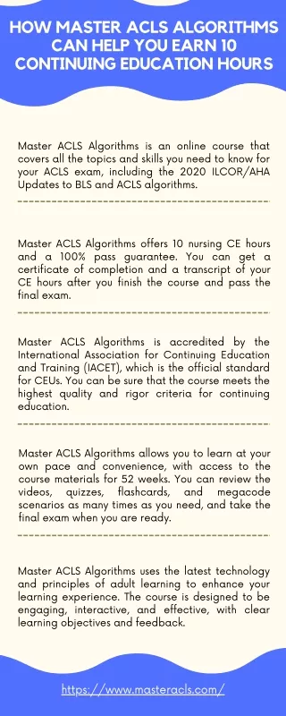 How Master ACLS Algorithms Can Help You Earn 10 Continuing Education Hours