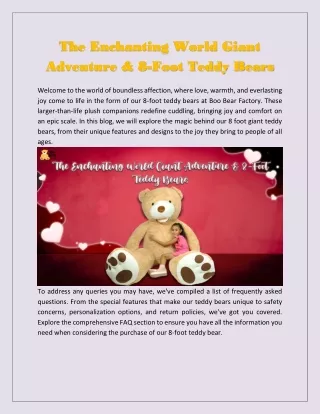 The Enchanting World Giant Adventure & 8-Foot Teddy Bears