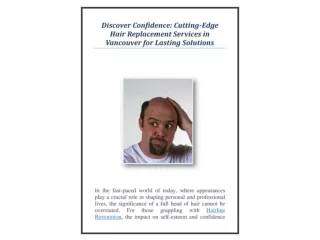 Discover Confidence Cutting-Edge Hair Replacement Services in Vancouver for Lasting Solutions