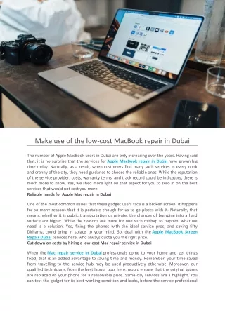 Make use of the low-cost MacBook repair in Dubai