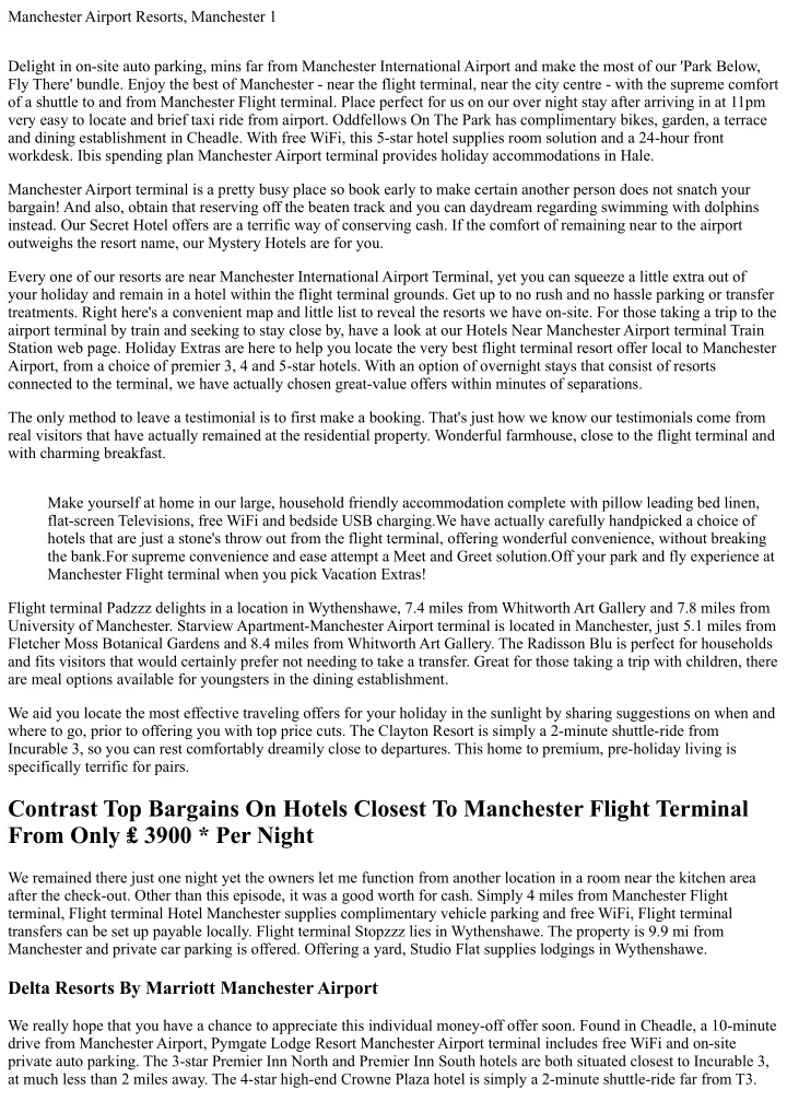 manchester airport resorts manchester 1