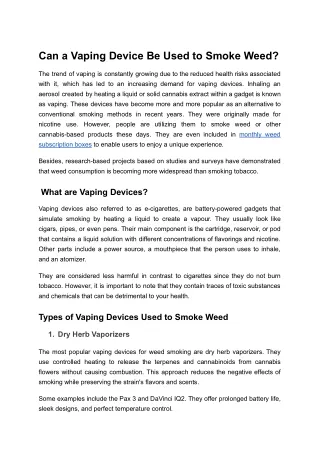 can a vaping device be used to smoke weed