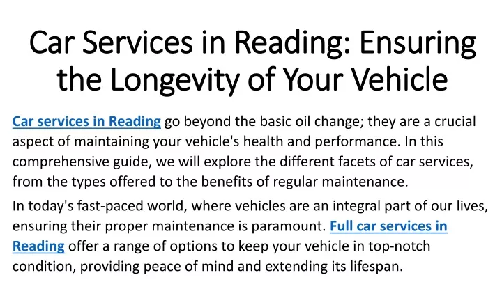 car services in reading ensuring the longevity of your vehicle