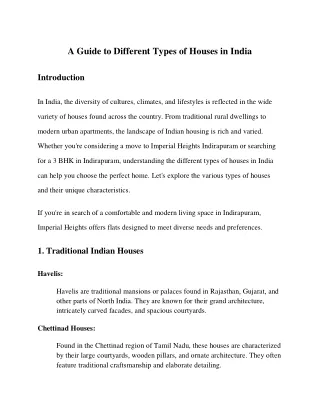 A Guide to Different Types of Houses in India
