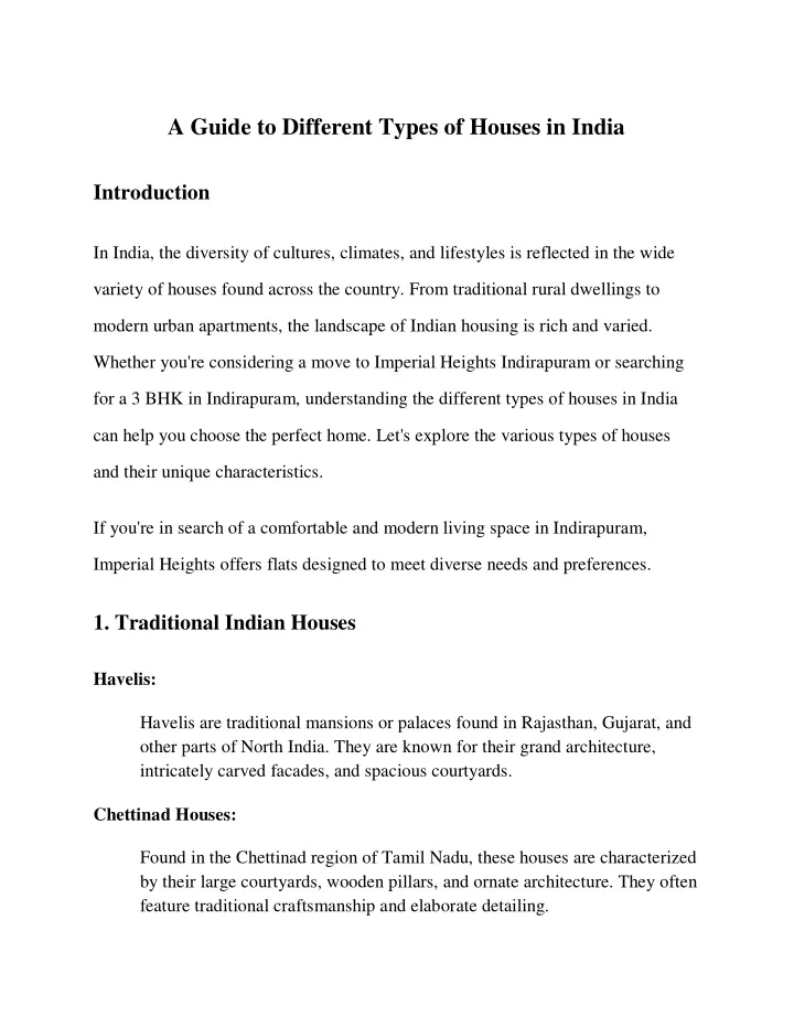 a guide to different types of houses in india