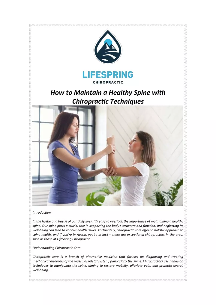how to maintain a healthy spine with chiropractic