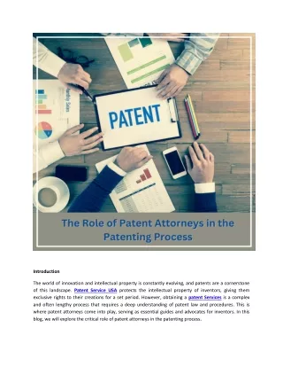 The Role of Patent Attorneys in the Patenting Process