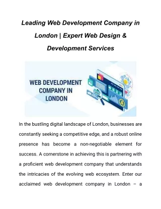 Leading Web Development Company in London _ Expert Web Design & Development Services