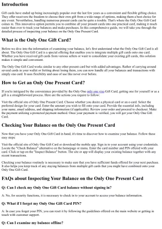 Discover the Benefit of Only One Gift Card: Step-by-Step Guide to Checking Your