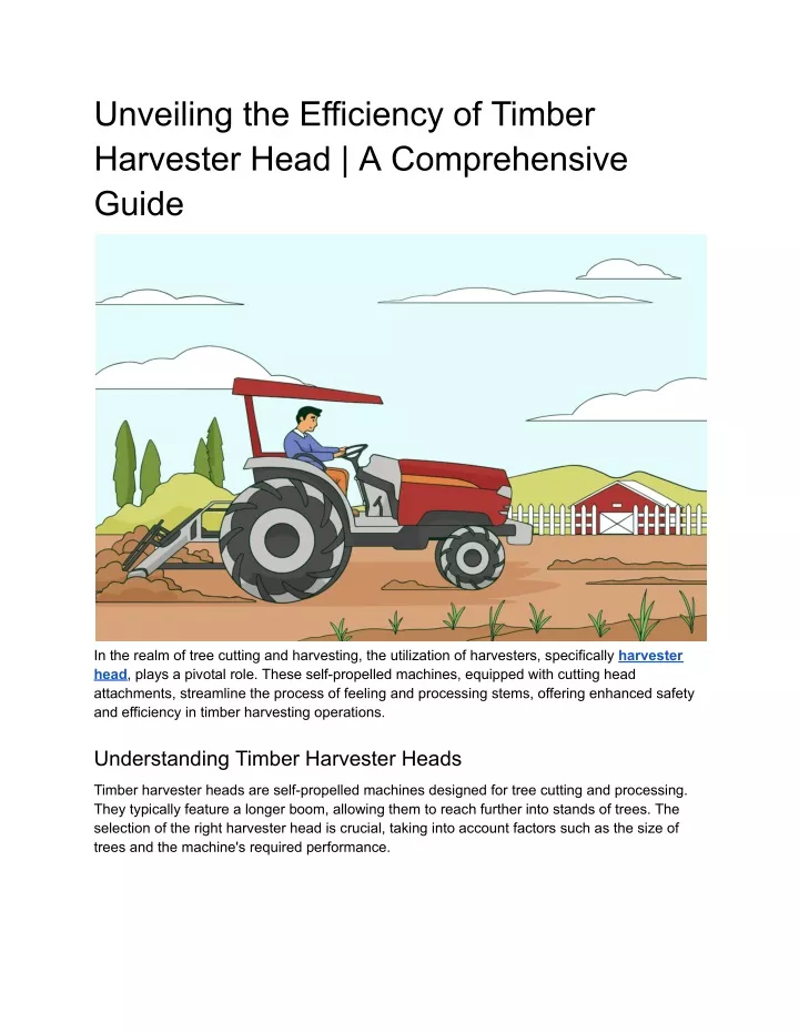 unveiling the efficiency of timber harvester head