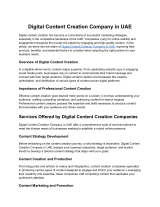 Digital Content Creation Company in UAE