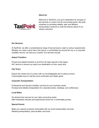 Taxipoint – Your Ultimate Destination for Reliable and Efficient Transportation