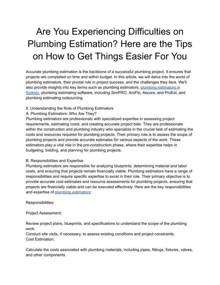 are you experiencing difficulties on plumbing