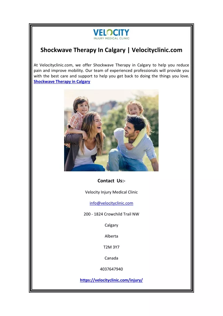 shockwave therapy in calgary velocityclinic com