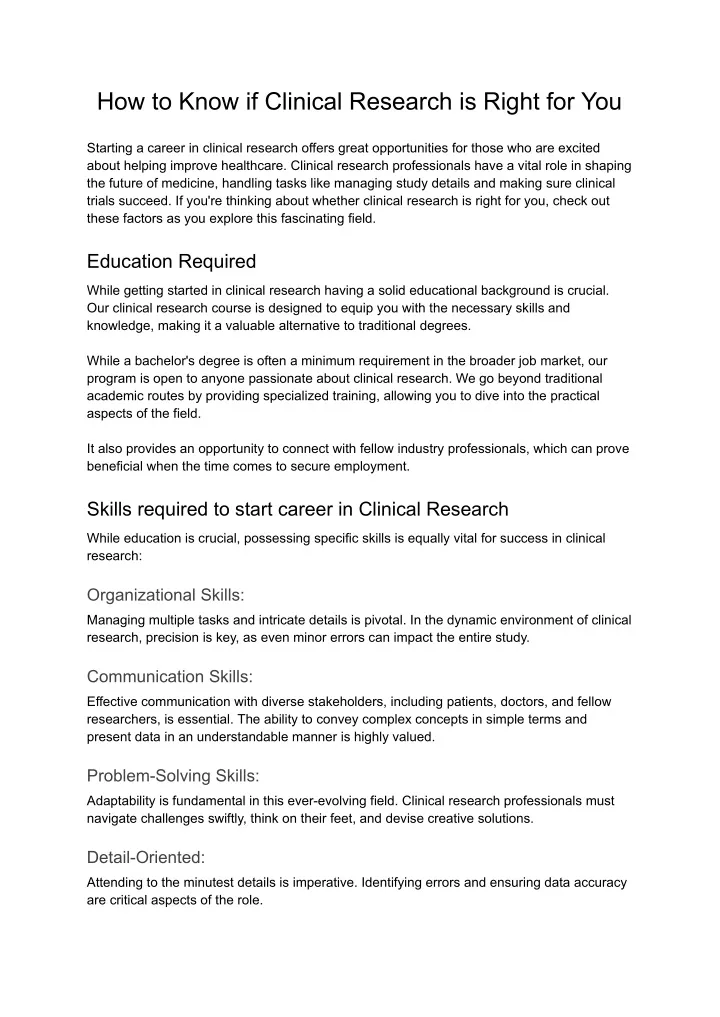 how to know if clinical research is right for you