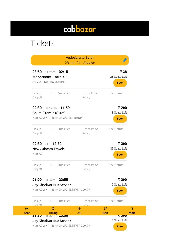 vadodara tickets