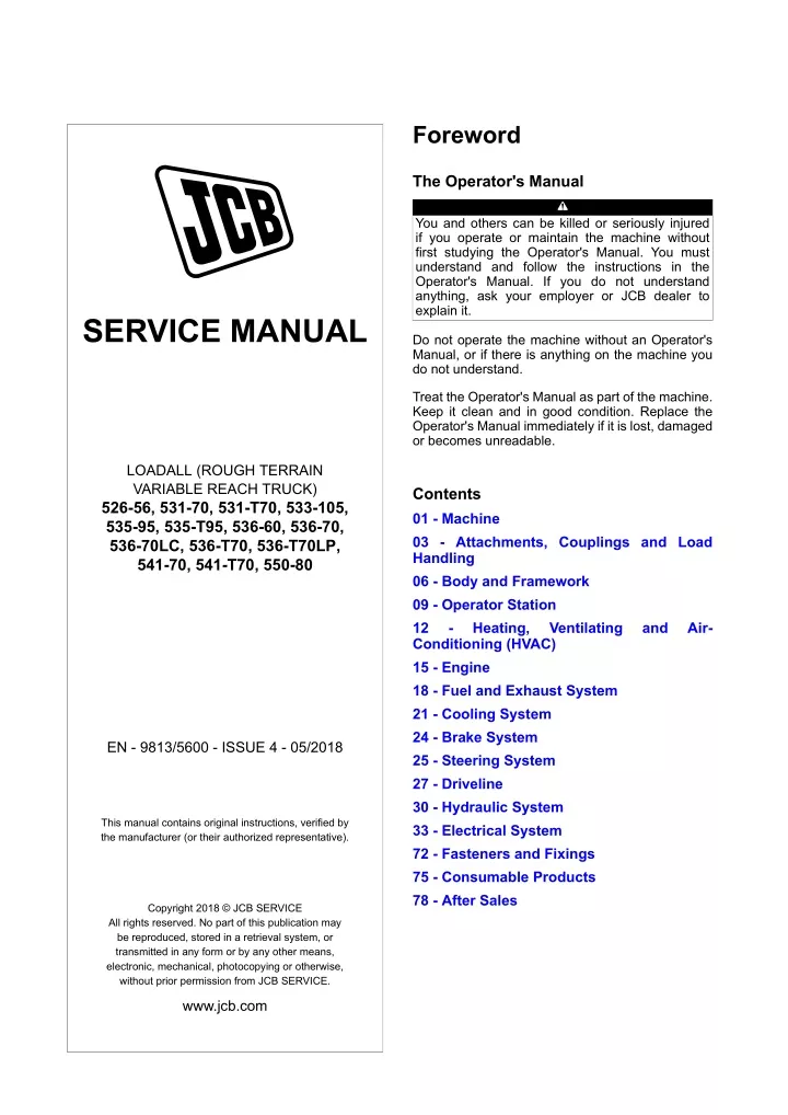 Ppt Jcb Telescopic Handler Service Repair Manual Sn