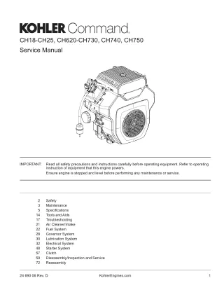 Kohler Command CH620-CH730 Service Repair Manual