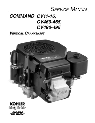 Kohler Command CV11 Vertical Crankshaft Engine Service Repair Manual (1991-2002)